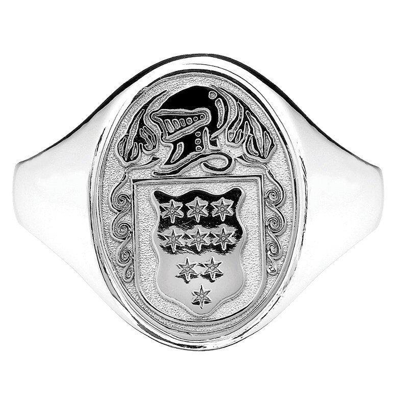 Ladies Coat of Arms Oval Silver Ring