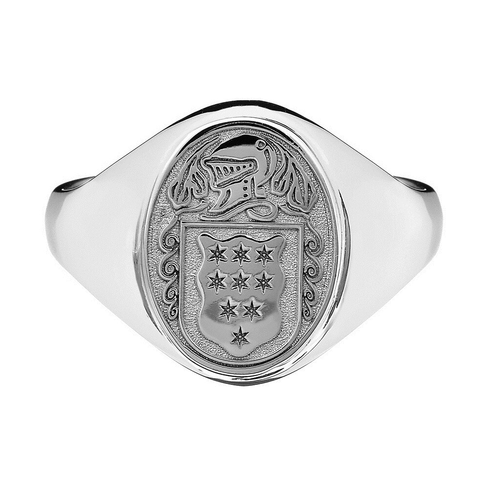 Ladies Coat of Arms Petit Oval White Gold Ring