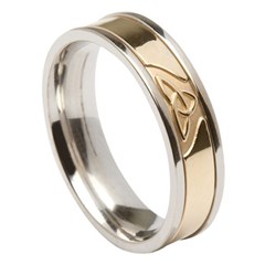 Trinity Knot Silver Band with Yellow Gold Center