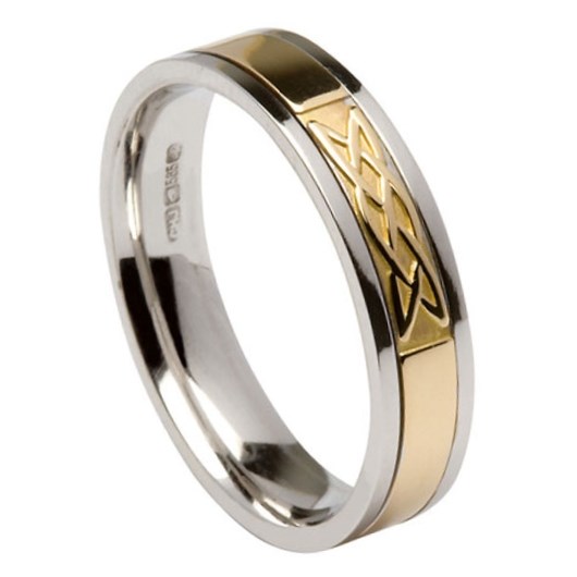 Lovers Knot Silver Band with Yellow Gold Center