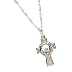 Large Claddagh White Gold Cross