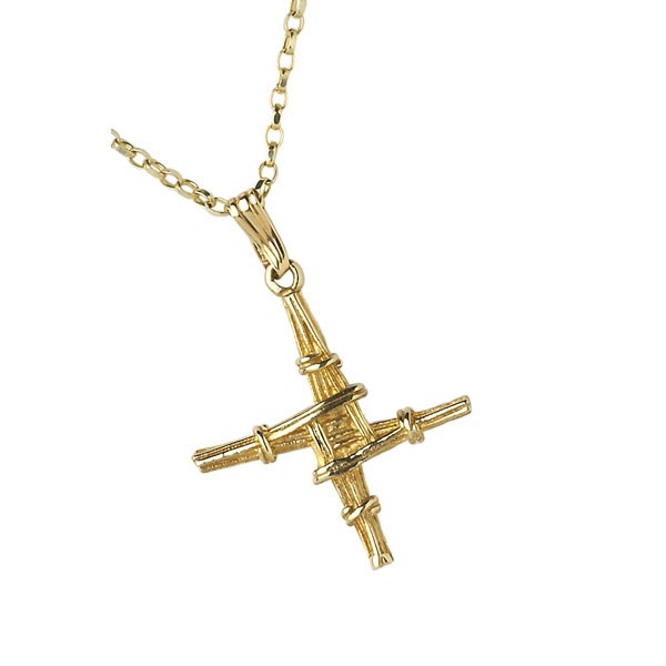 Small Saint Brigid Yellow Gold Cross