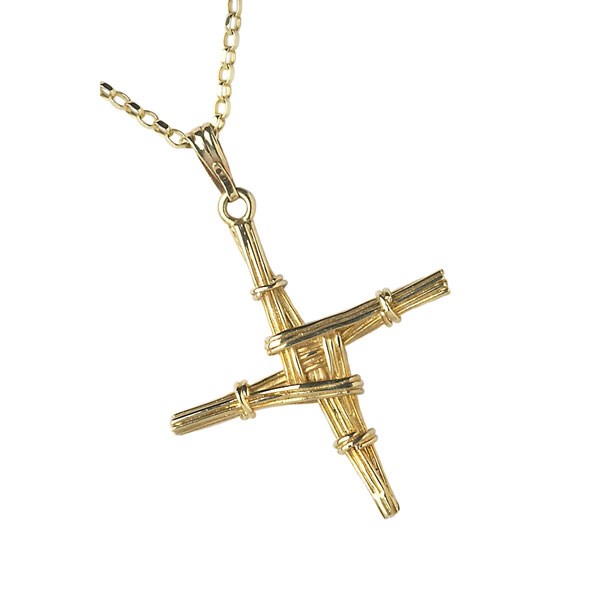 Medium Saint Bridgets Yellow Gold Cross 809 large