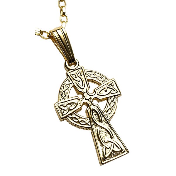 Small Two Sided Yellow Gold Celtic Cross
