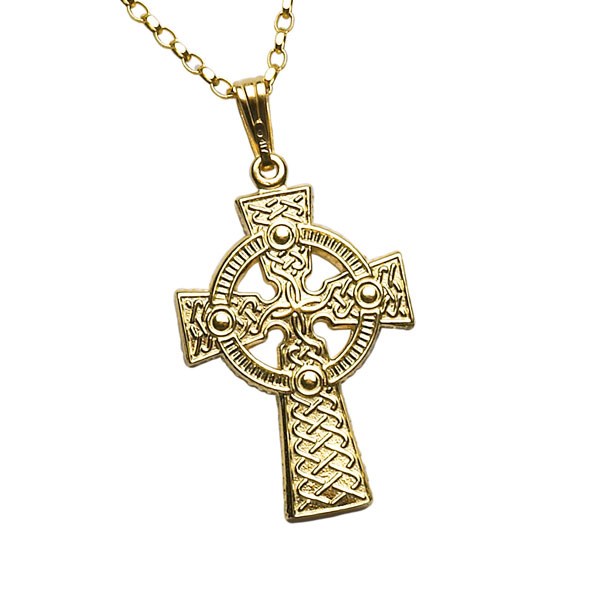 Large Two Sided Yellow Gold Celtic Cross