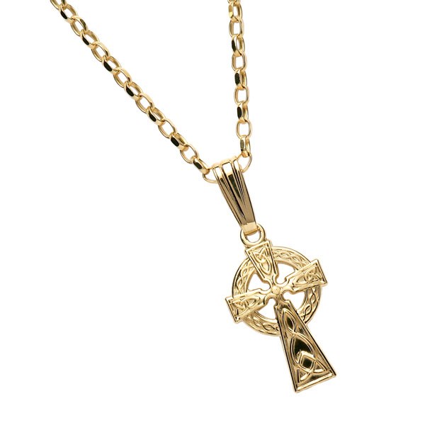 Small Double Sided Yellow Gold Celtic Cross