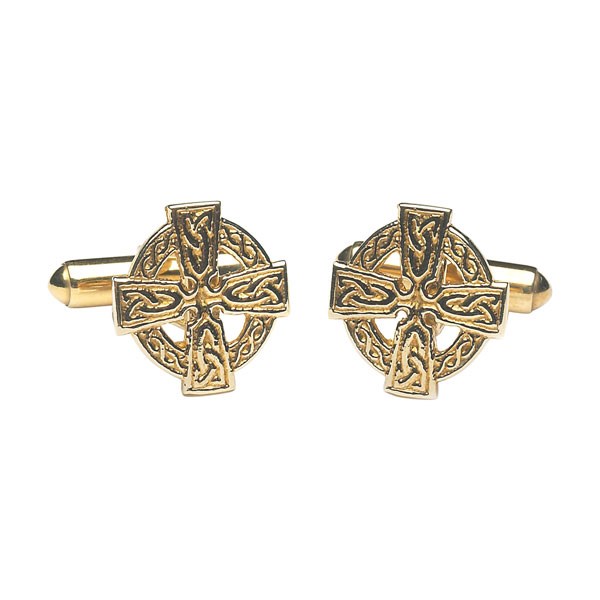 Celtic Cross Yellow Gold Cufflinks Celtic Cufflinks Rings from Ireland