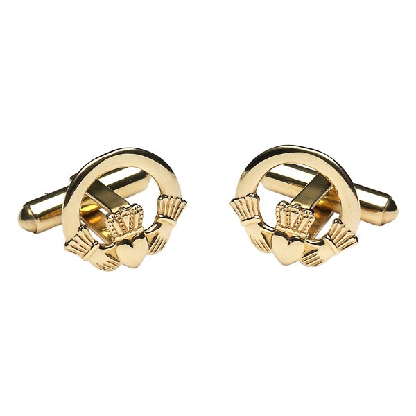 Claddagh Yellow Gold Cufflinks Celtic Cufflinks Rings from Ireland