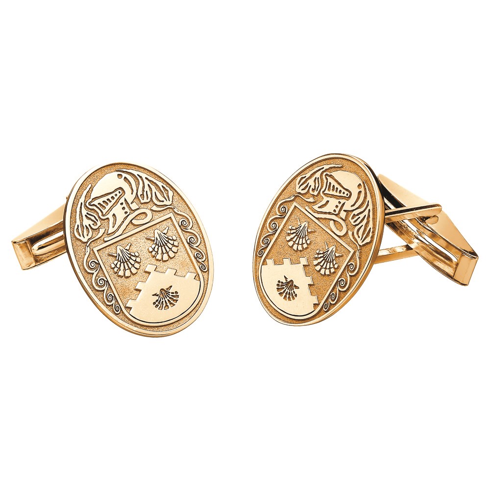 Coat of Arms Oval Yellow Gold Cufflinks