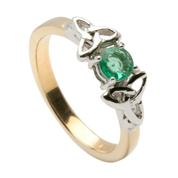 Emerald Trinity Knot Engagement Ring