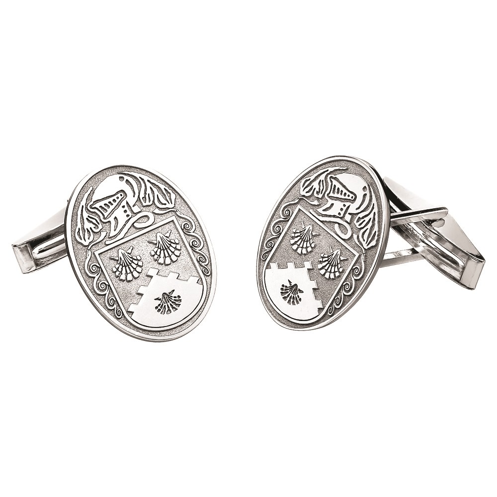 Coat of Arms Large Oval White Gold Cufflinks