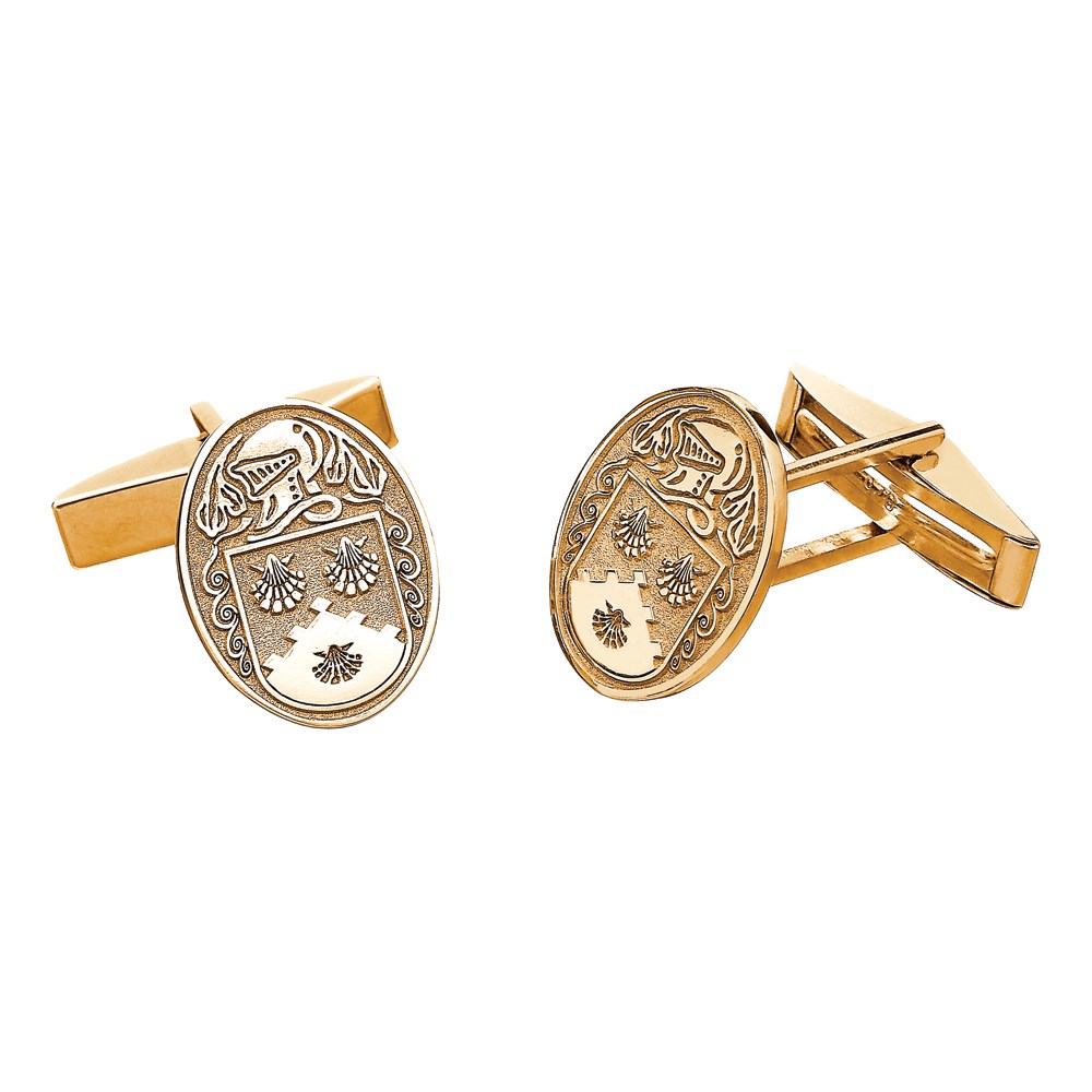 Coat of Arms Oval Yellow Gold Cufflinks