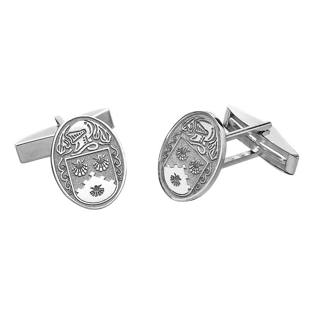Coat of Arms Oval White Gold Cufflinks