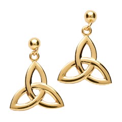 Small Yellow Gold Trinity Knot Drop Earrings