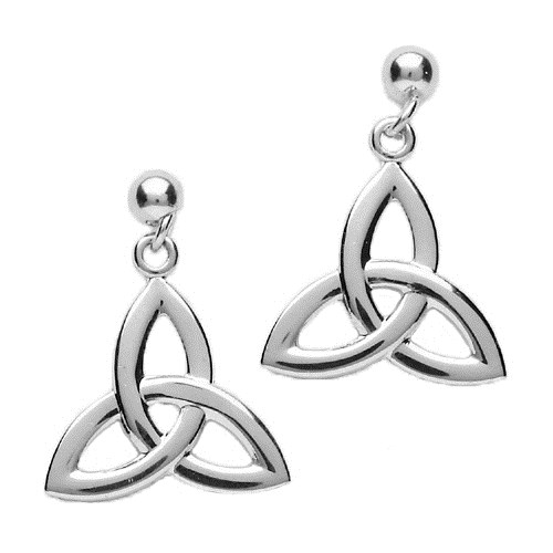 Small White Gold Trinity Knot Drop Earrings