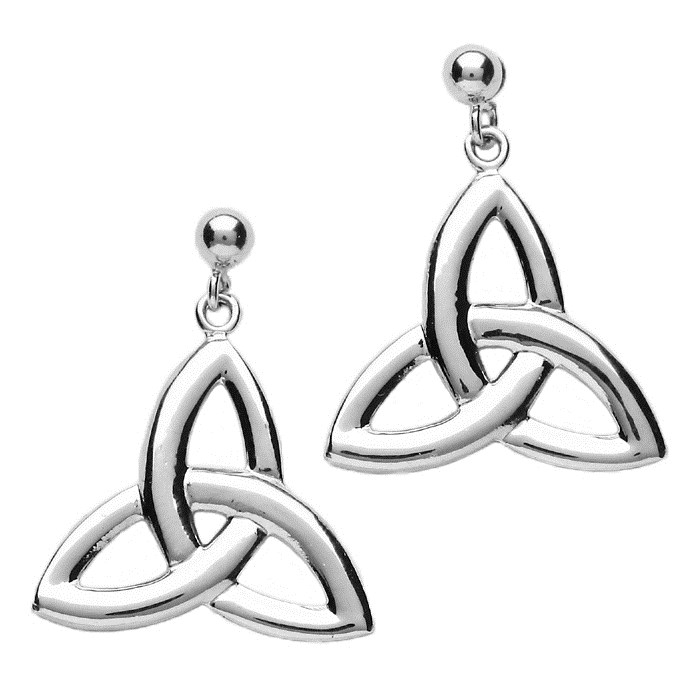 Medium Silver Trinity Knot Drop Earrings