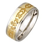 Claddagh Silver Wedding Band with Gold Center - Gents