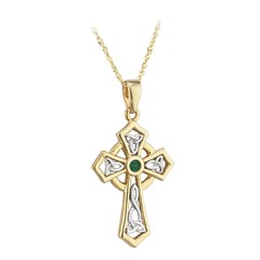 Emerald Set Celtic Cross Necklace