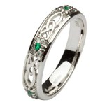 Celtic Emerald & Diamond Cluster Wedding Ring