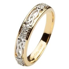 Celtic Diamond Stone Set Two Tone Wedding Ring