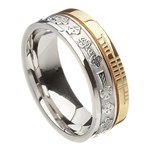 Celtic Cross Faith Silver with Yellow Gold Rail Band