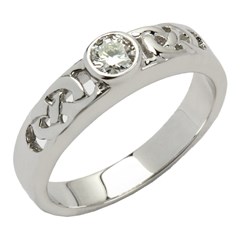 Celtic Solitaire White Gold Ring with Brilliant Cut Diamond