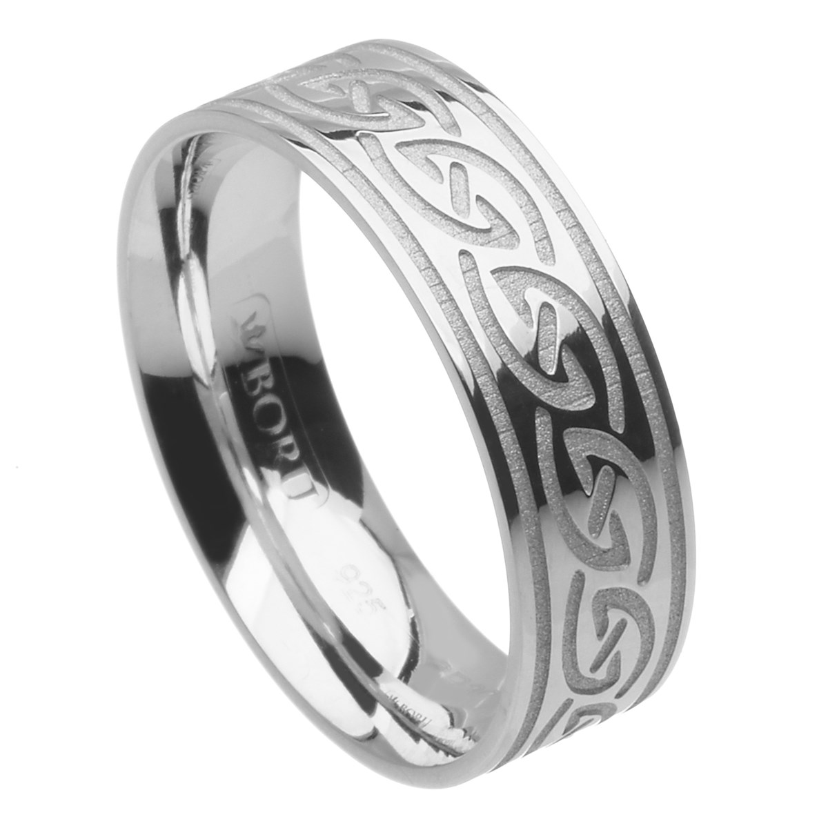 Celtic Waves Wide White Gold Ring