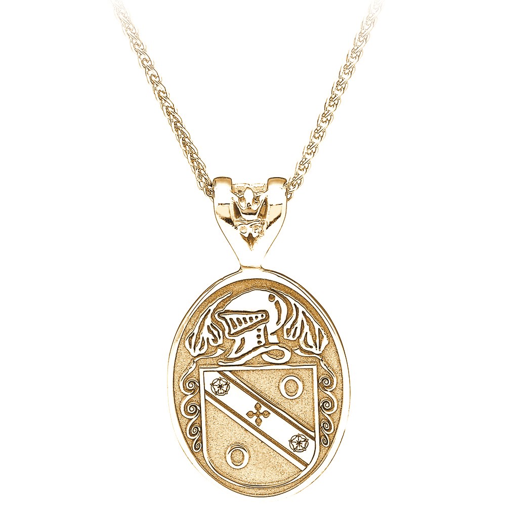Coat of Arms Large Oval Yellow Gold Pendant