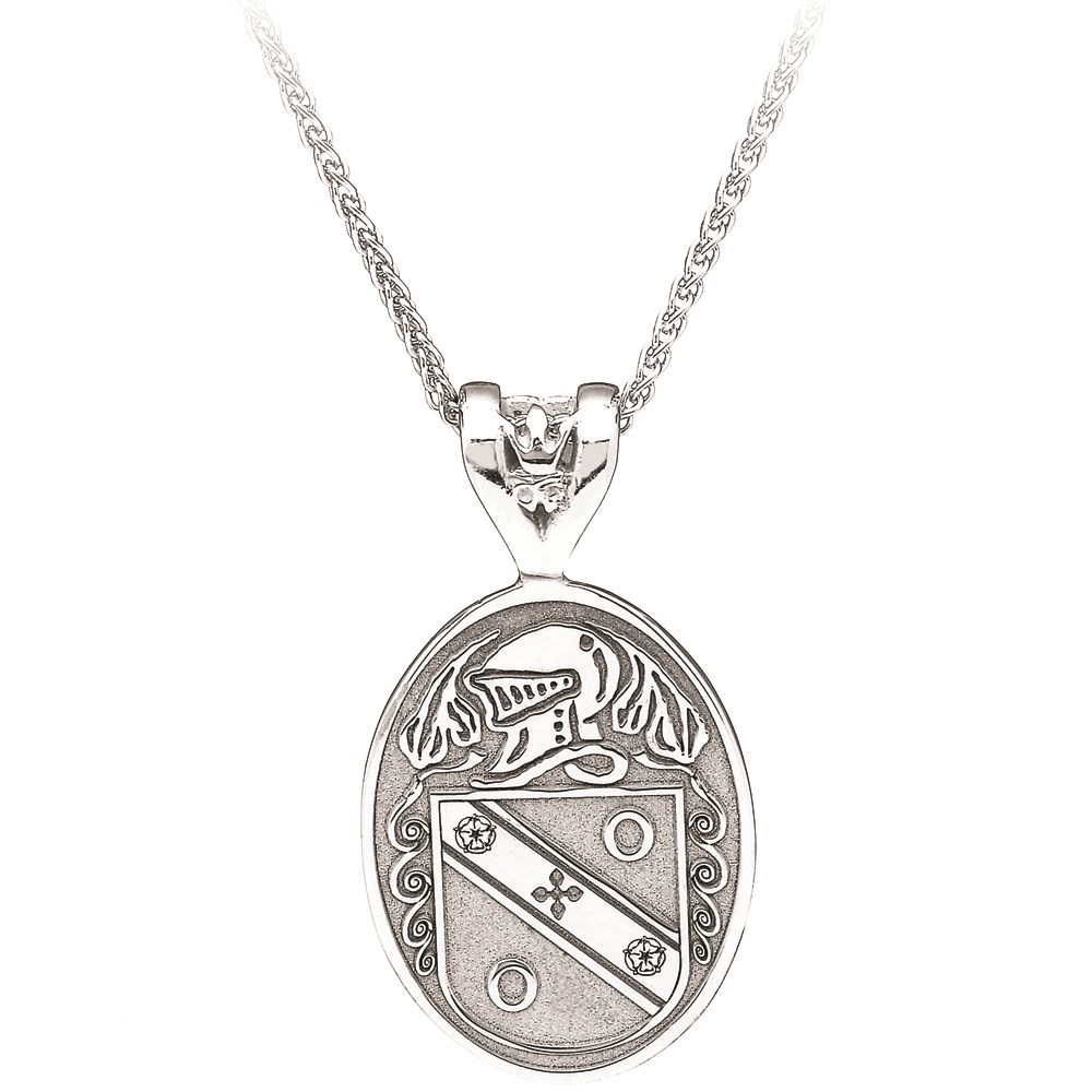 Coat of Arms Large Oval White Gold Pendant