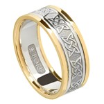 Lovers Knot Silver Wedding Band with Gold Trim - Ladies
