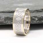 Lovers Knot Silver Wedding Band with Gold Trim - Gents