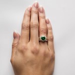 Celtic Halo Silver Ring with Green Stone