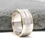 Celtic Cross Silver Wedding Ring with Gold Trim - Gents