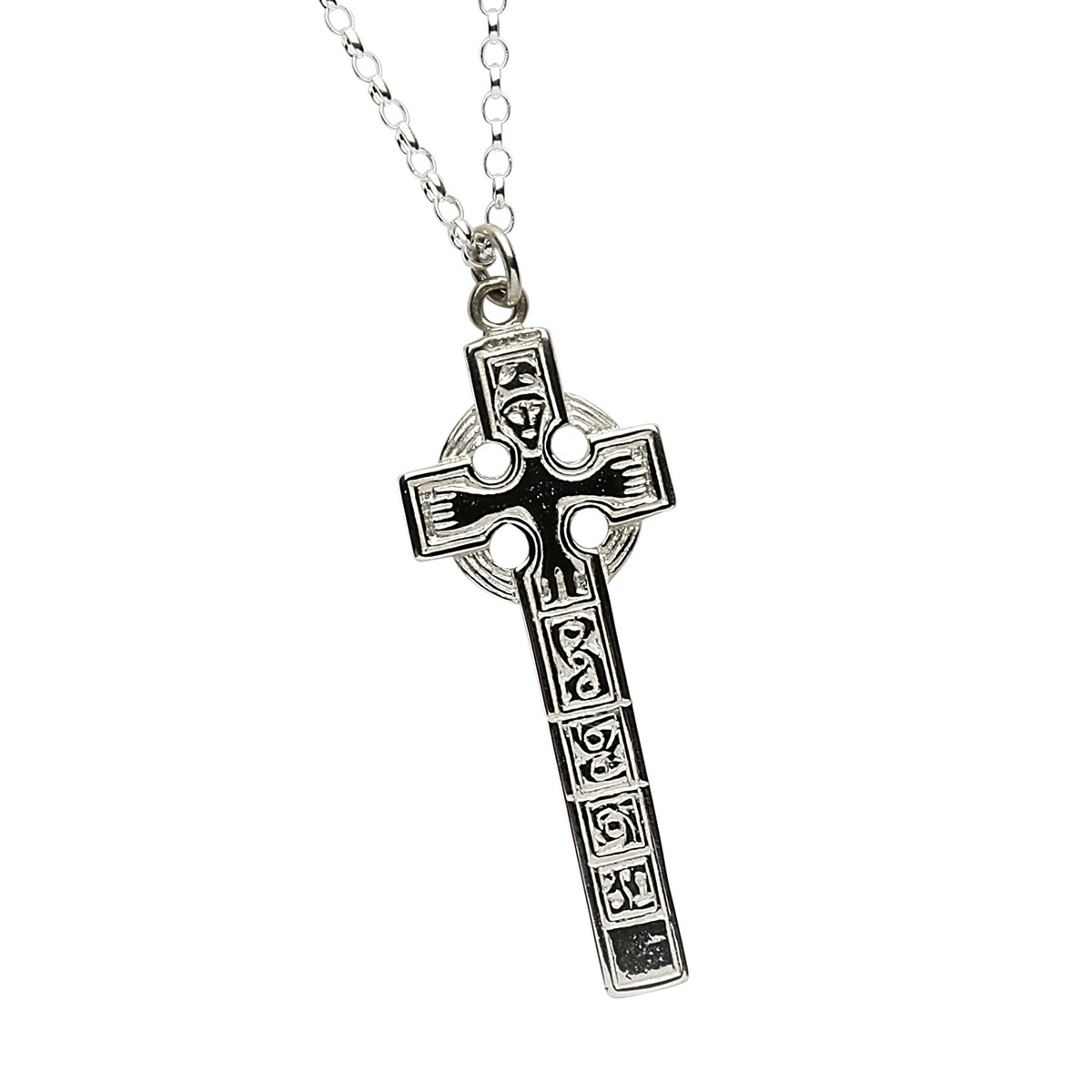 Moone High Cross Silver Necklace - Front
