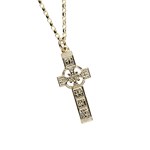 Monasterboice Muiredeach High Cross Small Yellow Gold Necklace - Front