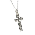 Monasterboice Muiredeach High Cross Small White Gold Necklace - Front