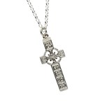 Monasterboice Muiredeach High Cross Small White Gold Necklace - Back