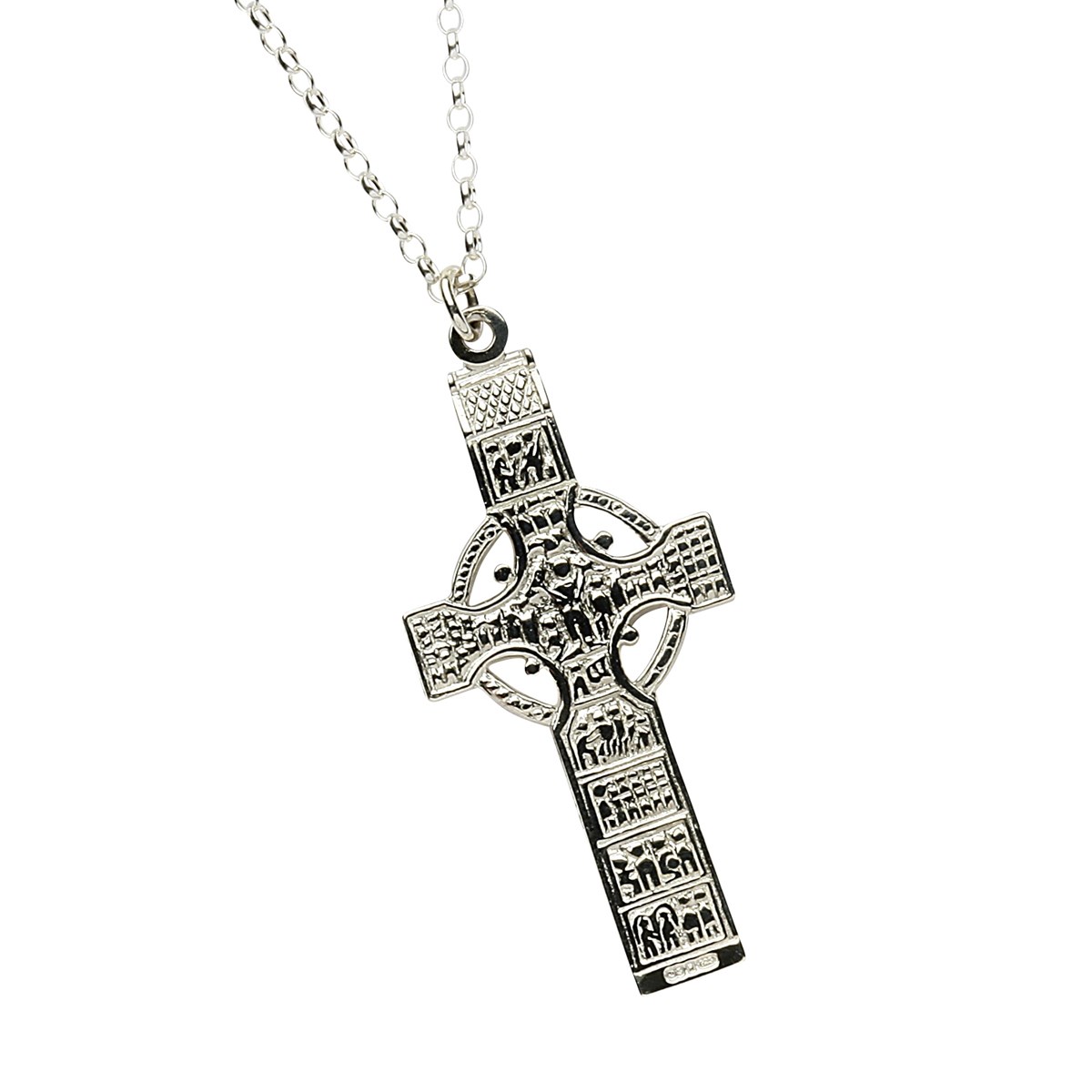 Monasterboice Muiredeach High Cross Large Silver Necklace Celtic Crosses Rings from Ireland