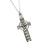 Monasterboice Muiredeach High Cross Large Silver Necklace - Front