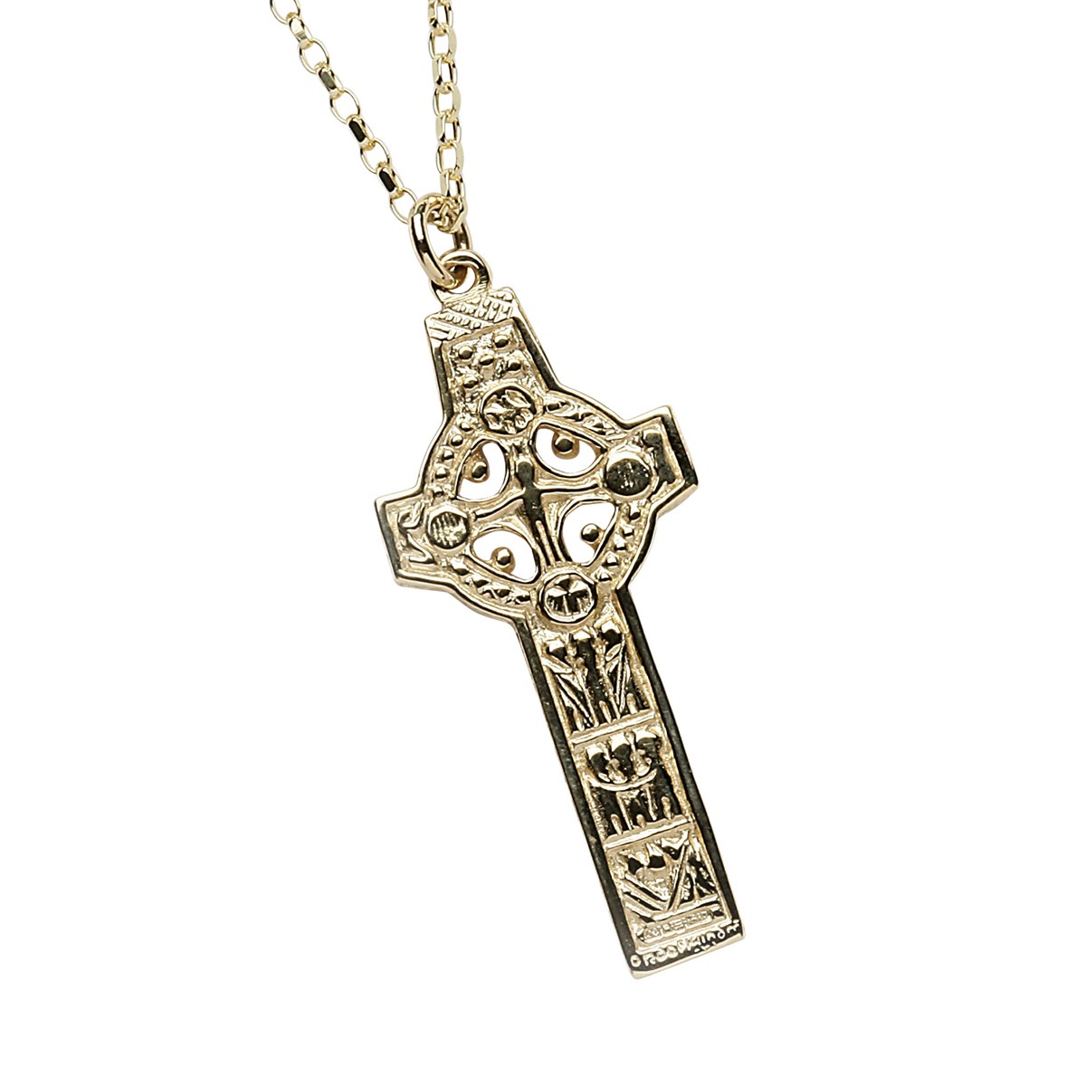 Clonmacnoise High Cross Yellow Gold Necklace Celtic Crosses Rings from Ireland