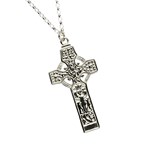 Kells Saint Patrick & Saint Columba High Cross Silver Necklace - Back