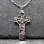 Kells Saint Patrick & Saint Columba High Cross Silver Necklace - Front