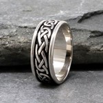 Celtic Knot Black Enamel Silver Ring