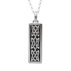 Celtic Knot Black Enamel Silver Pendant