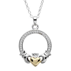 Claddagh Gold Heart Silver Pendant