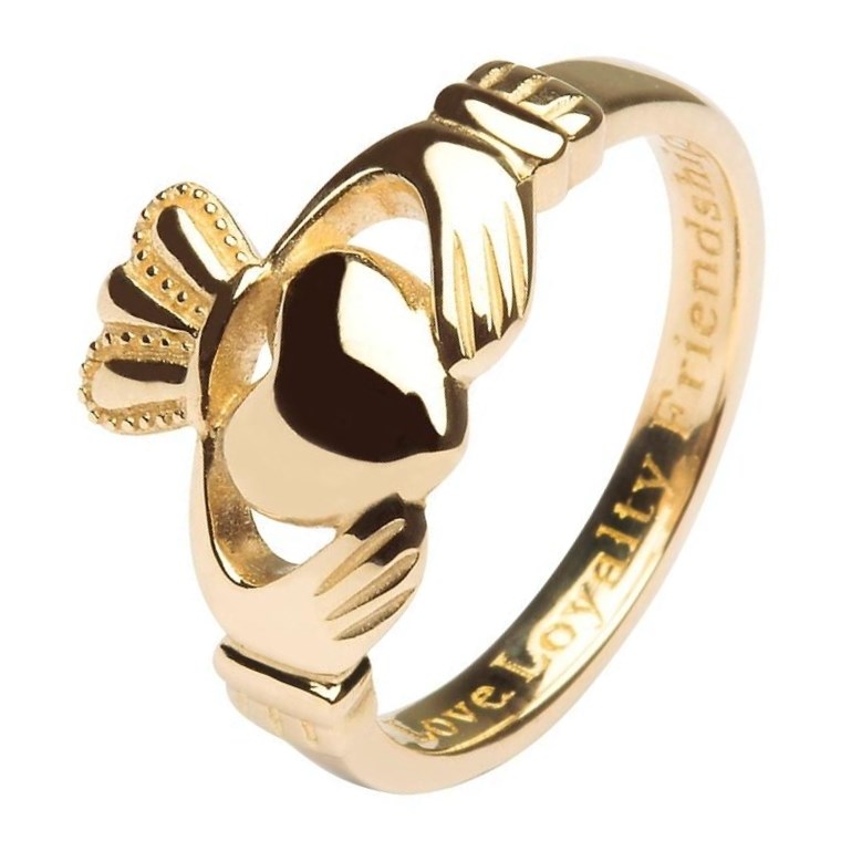 Ladies Love Loyalty Friendship Yellow Gold Claddagh Ring