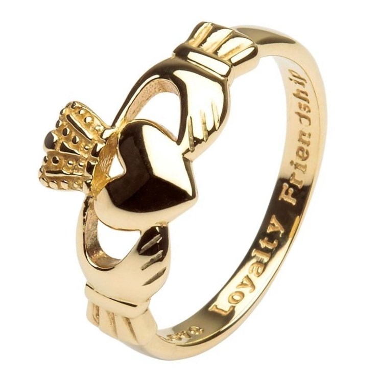 Gents Love, Loyalty, Friendship Yellow Gold Claddagh Ring