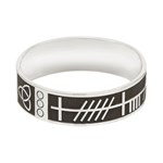 Ogham My Soul Mate Oxidized Silver Wide Wedding Ring