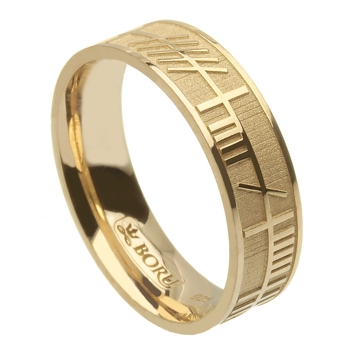 Ogham My Soul Mate Yellow Gold Wide Wedding Ring