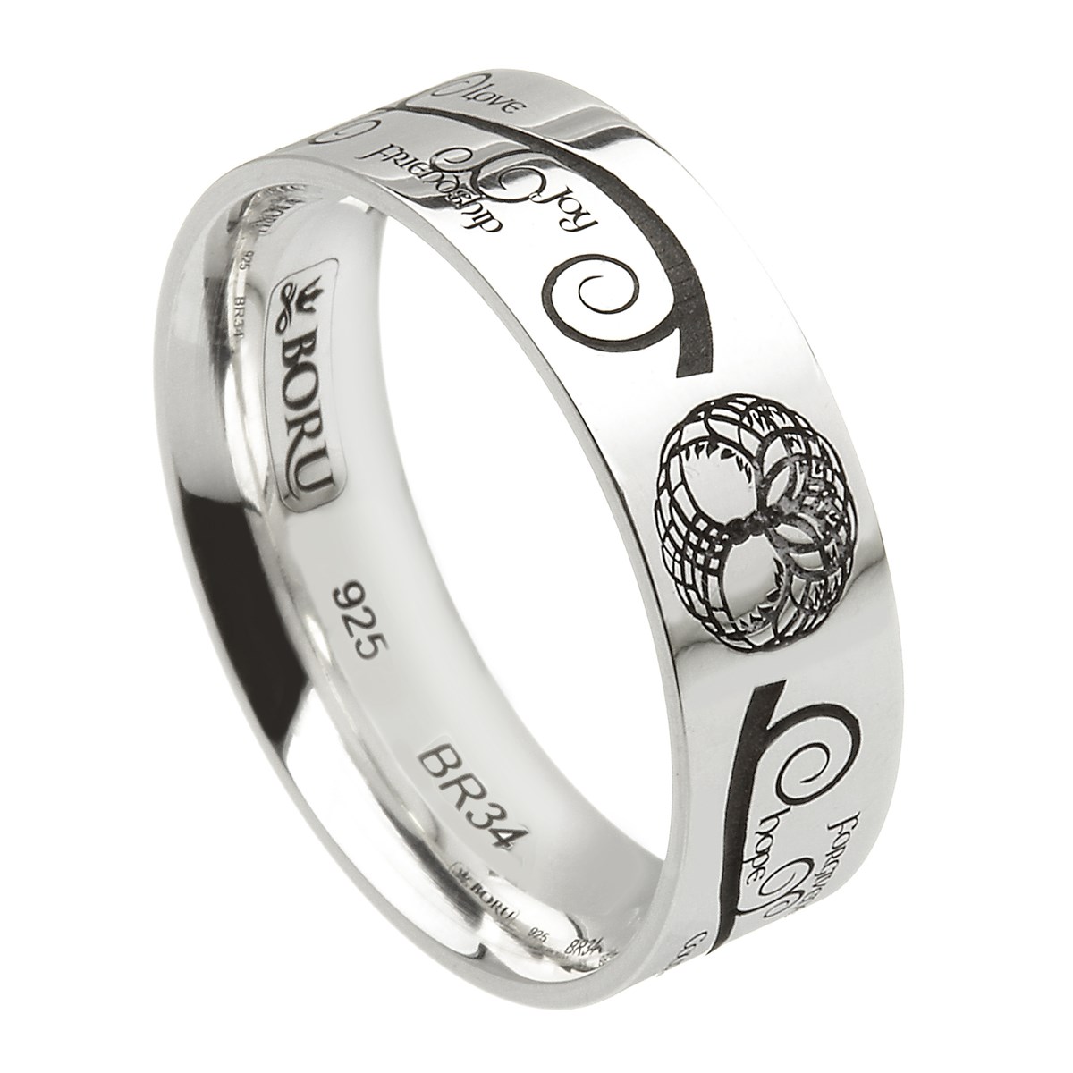 Tree of Life Wide Silver Wedding Ring